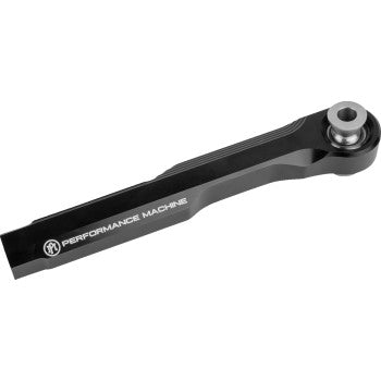 Black metal Turbo S tie rod with silver ball joint and engraved Performance Machine logo.