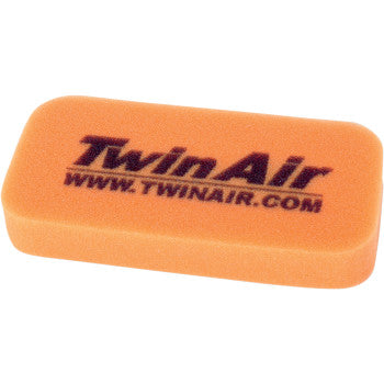 Rectangular orange foam air filter with rounded edges and "Twin Air www.twinair.com" printed in black on top.