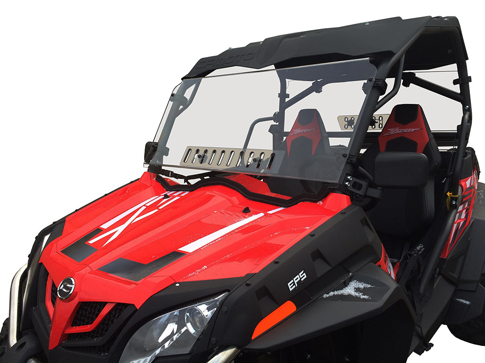 CFMoto ZForce Vented Full Windshield By Spike - 77-3200 - Exterior Front Driver Side Close Up Angled View