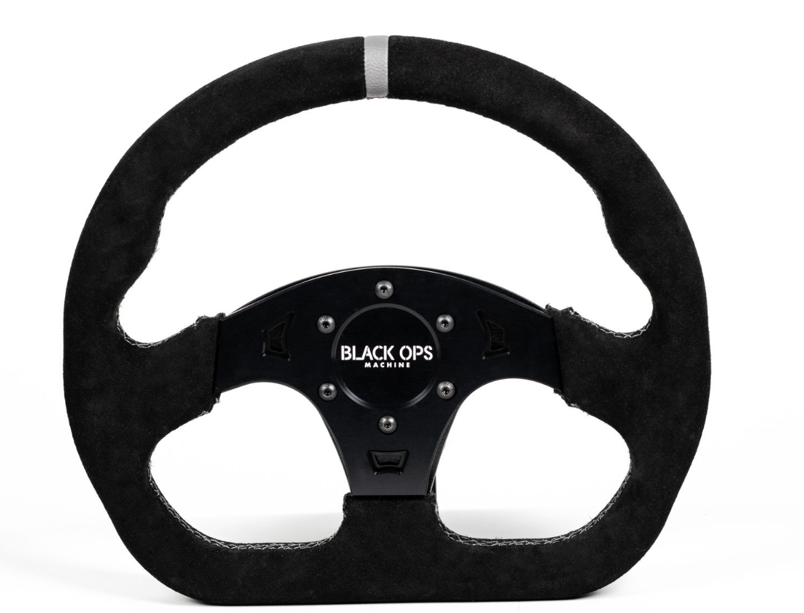 D-Shaped - Suede Steering Wheel By Black Ops Machine