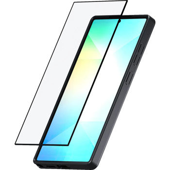 The Screen Protector Glass Samsung S25 Ultra by Sp Connect is displayed next to a vibrant smartphone, ready to be applied as a durable, scratch-resistant tempered glass shield.