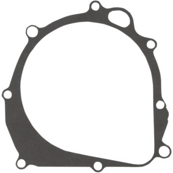 The Kawasaki - Suzuki Magneto Cover Gasket by Cometic is a flat, black AFM gasket with an irregular circular shape and bolt holes along the edge, designed to securely fit and seal engine parts.