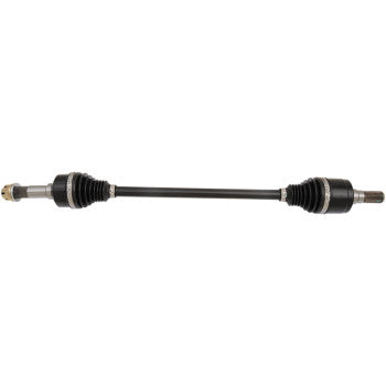 The CF Moto Z Force Yamaha YX Axle X-Treme Heavy Duty Long Travel Rear Left & Right by Demon features rubber boots, metal joints, and durable 4340 chromoly steel for reliable power transmission from transmission to wheels.