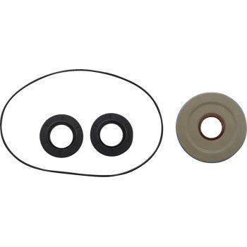 The Can Am Differential Seal Kit Rear by Moose Offroad includes a thin black O-ring, two black TC rubber seals, and a larger gray wheel with a central hole on a white background—perfect for differential service.