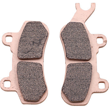A pair of Galfer Brake Pads (Right Side) with metallic construction and dark HH friction surfaces; each has three contact areas and mounting holes. The right pad features an extended metal tab at the top, displayed side by side on a white background.