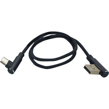 90° Male USB to 90° Male USB C Phone Charger 18" Black by Ridepower