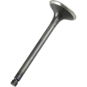 The Yamaha Exhaust Valve by Prox features a long, cylindrical metal stem with a flared, round head, engineered to OEM specs and standard sizes. Pictured on a white background.