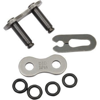 The 520 Pro V Series Connecting Link Clip by Did includes metal plates, two pins, a clip, and four O-rings, all displayed on a white background.