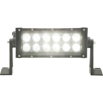 The Spot Flood Light Bar LED 9" by Optronics Inc. features a black die-cast aluminum frame, twelve bright LEDs, dual adjustable brackets, and an IP65 rating for reliable forward-facing performance in any weather.