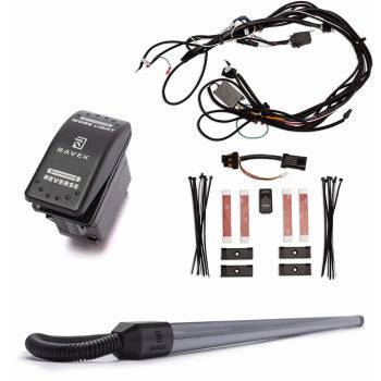 Black multifunction taillight module with wiring harness, connectors, mounting brackets, and zip ties for CF Moto U Force.