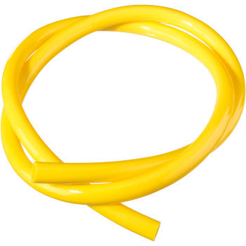 The Fuel Line Yellow 1/4" x 3' by Moose Offroad is a coiled, flexible polyurethane tube with a smooth surface, made in the USA and shown isolated on a white background.