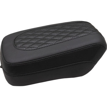 The Squareback Seat - Passenger - Black - Diamond Stitch by Mustang features a black leather design with a diamond stitch quilted top and smooth sides, made to fit your cars center console.