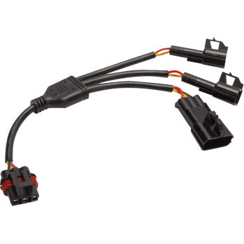 The Polaris Busbar Expander by Ravek is a black Y-splitter cable with one connector splitting into three, featuring yellow and red wires and sealed connectors for reliable performance.
