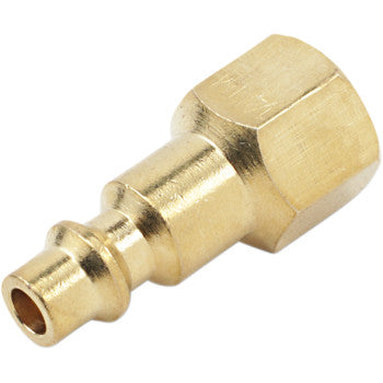 The Stud Quick Connection 1/4" Female by Kleinn is a brass air hose fitting with a hexagonal nut and a smooth, tapered connector for fast, secure connections to air hoses or pneumatic tools.