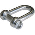 A close-up of the ATV D-Ring Shackle by Kfi Products, a heavy-duty, zinc-plated shackle with a screw pin and shiny silver finish—ideal for connecting chain, rope, or other rigging hardware.