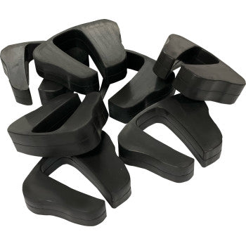 A set of black, wedge-shaped clutch cushions with U-shaped cutouts from the Cushion Kit by Hinson Racing, shown on a white background—perfect replacements for Hinson Billetproof or Momentum clutch baskets.