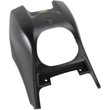The Air Box Cover Stealth Kawasaki KFX by Maier is a black vacuum-formed bodywork panel with a central circular opening and bottom mounting holes.