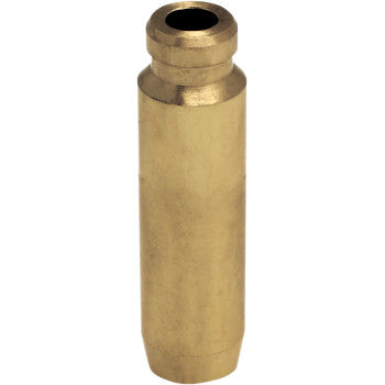 Cylindrical brass exhaust valve guide with flanged top and smooth finish.