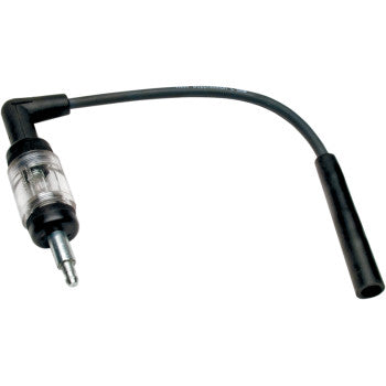 The Spark Tester Tool by Jims features a transparent chamber, black angled connector, and black cable—perfect for diagnosing ignition systems, distributorless ignitions, or engine issues.