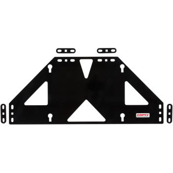 The UTV Click N' Go 2 Plow Mount Bracket by Kimpex features black metal construction with geometric cutouts, adjustable slots and holes for versatile installation, plow bracing compatibility, and a small KIMPEX logo in the lower right corner.