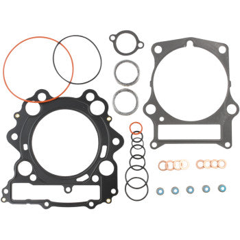 The Yamaha Top End Gasket Kit 100 mm by Cometic includes black, orange, and metallic gaskets, washers, and O-rings—perfect for reliable repairs with advanced sealing technology.