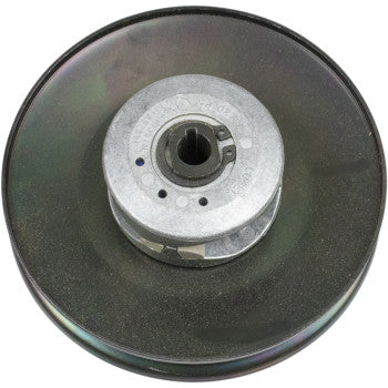 A close-up of the Comet Driven Clutch shows its metal pulley wheel with a keyed bore and central hub, perfect for TC-88 replacement or mini-bike torque converters, displayed on a white background.