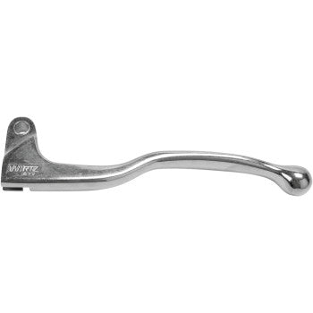 A polished silver cast aluminum alloy left-hand brake lever by Moose Offroad with a curved ergonomic shape, rounded end, and "Moose Offroad" engraved near the base.