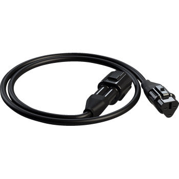 The Denali Extension Harness - Driving Light is a black 3-pin extension cord with one male and one female connector, shown coiled on a white background. Perfect for extending connections in your driving light setup.