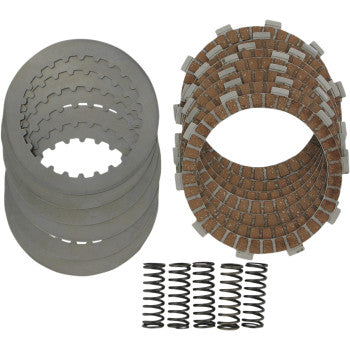 Set of round metal clutch plates with friction pads and black compression springs for offroad UTV use.