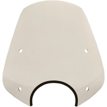 The Pop Top Windshield - 7 Headlight Cut Out - Solar by Memphis Shades features a curved lower edge, four mounting holes, and a central 7 headlight cutout at the bottom.