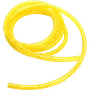 Coiled bright yellow flexible fuel line tubing, 3/8-inch diameter, 10 feet long.
