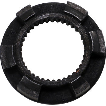 Close-up of the Heavy Duty Clutch Spider by Venom Products, a round metal gear with an inner ring of teeth and five tabs, viewed from above on white—perfect for upgrading a RZR 900/1000 clutch with a forged steel spider insert.