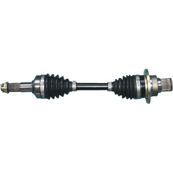 Heavy-duty black metal Yamaha Grizzly CV axle kit with rubber boots and silver splined ends.