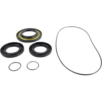 The Differential Seal Kit Rear by Epi includes five black NBR seals and O-rings in assorted sizes, arranged on a white background. These oil-resistant parts are perfect for automotive tasks like differential rebuilds.