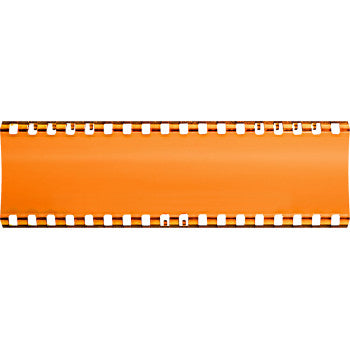 The Light Cover SR Series 6 Amber by Rigid Industries is shown horizontally against a white background, featuring amber polycarbonate for extra protection and perforated edges on both sides.