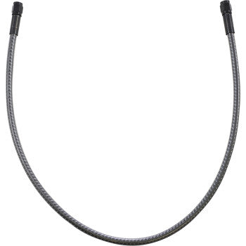 The KARBONFIBR Brake Line 25" by Magnum Shielding features Kevlar reinforcement, black end fittings, and a braided design for strength, shown curved against a white background.