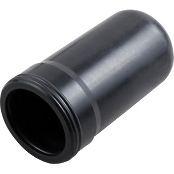A black cylindrical metal cover with an open front and rounded rear, designed as a protective cap for the Shock Reservoir Bladder 40.5 mm x 80 mm Showa by Race Tech in industrial or mechanical shock absorber applications.