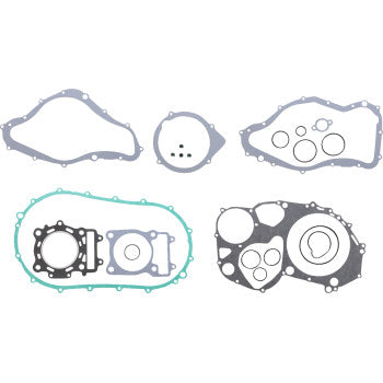 The Suzuki - Arctic Cat Complete Motor Gasket Kit by Moose Offroad includes six assorted gaskets with multiple holes and contours, ideal for engine rebuilds or as a comprehensive gasket set. Displayed on a white background.