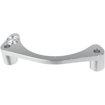 The Engine Case Saver Polished by Moose Offroad is a curved, silver CNC-machined aluminum bracket with two rounded ends and a hole at each end for mounting or support. Made in the USA.