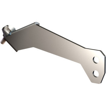 Matte black metal light bar mount bracket with angular design and two mounting holes.