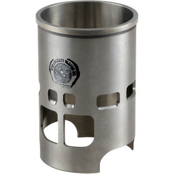 Metallic silver cylindrical sleeve with rectangular cutouts and a small logo on the side.