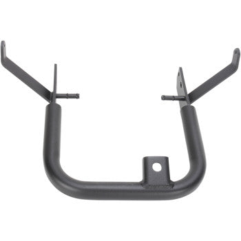 The Yamaha Raptor Fat Grab Bar Black by DG Performance features a sturdy design with a U-shaped base, dual vertical arms, and mounting holes—perfect for supporting components or serving as a whip antenna mount on ATV aluminum tubing.