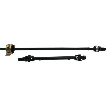 A close-up of black rods, resembling the Complete Propeller Shaft by All Balls, used in driveline assemblies.