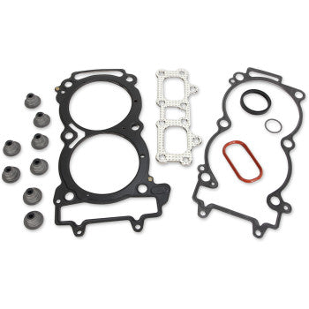 The Polaris Standard Bore Cylinder Gasket Kit by Vertex includes high-performance head gaskets, valve stem seals, and o-rings—perfect for any cylinder rebuild. All components are arranged on a white background.
