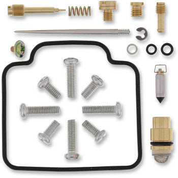 The Yamaha Carburetor Repair Kit by Moose Offroad includes metal parts, screws, springs, NBR rubber O-rings, gaskets, and jets, all neatly arranged on a white background.
