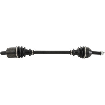 Black steel Polaris Ranger axle kit with rubber boots and metal joints on both ends.