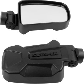 Pursuit Side View Mirror Rectangle Black 1.875" 2" ROPS by Seizmik