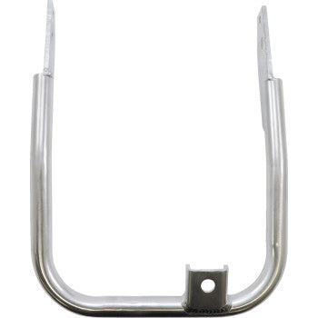 The Yamaha Raptor Grab Bar by DG Performance is a lightweight aluminum alloy U-shaped bracket with mounting holes at each end and an extra bottom center attachment point, ideal for bolt-on whip antenna mount or support.
