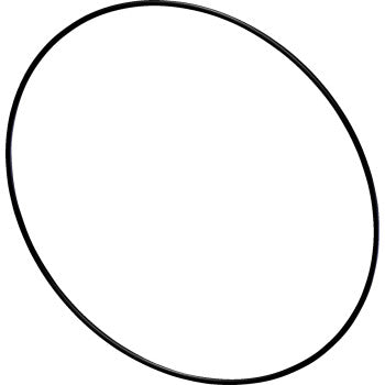 Thin black rubber O-ring with smooth, circular shape and uniform thickness.