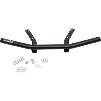 Black tubular steel rear grab bar with mounting brackets and hardware for Polaris Sportsman UTV.